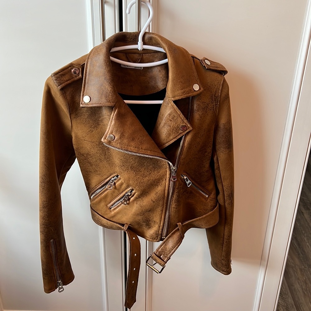 Dex Moto suede belted jacket